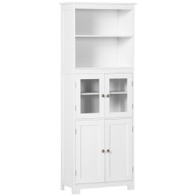 63" White Kitchen Hutch Cabinet 4-Door Pantry Storage Adjustable Shelf Dining Room Organizer