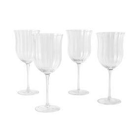 Colette 15-Ounce Scalloped Red Wine Glasses, Clear, Set of 4