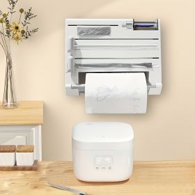 6-in-1 Wall-Mounted Kitchen Organizer & Storage Box with Trash Dispenser and Foil/Plastic Wrap Holder - Space-Saving Cabinet Organizer