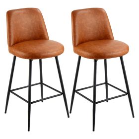 VEVOR Bar Stool Set of 2, 27 inch Counter Height Swivel Stools, Modern PU Leather Counter Barstool with Backrest and Metal Legs, Armless Bar Chai