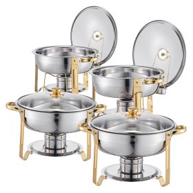 VEVOR Chafing Dish Buffet Set, 5 Qt 4 Pack, Stainless Steel Chafer with 4 Full Size Pan