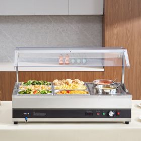 Commercial Soup Warmer Soup Station With Cover 2-Pot & 6-Pan Soup Kettle (Option: silver)